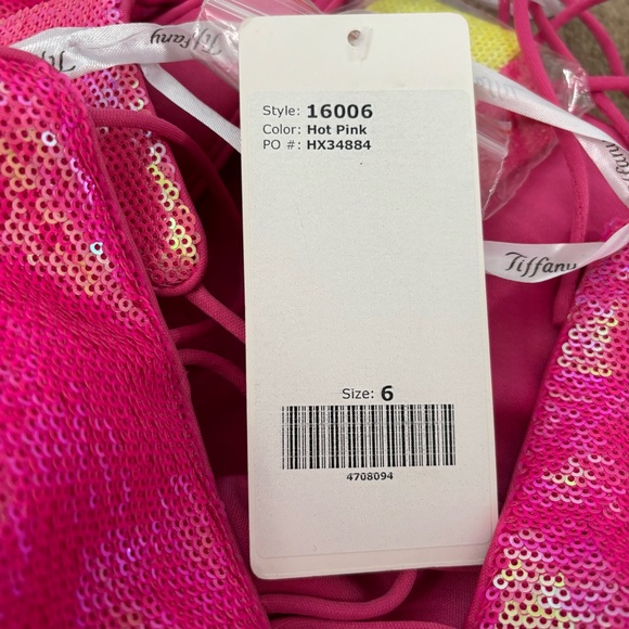 TIFFANY DESIGNS Pink One-Shoulder Sequin Gown Size 6 - Picture 4 of 5